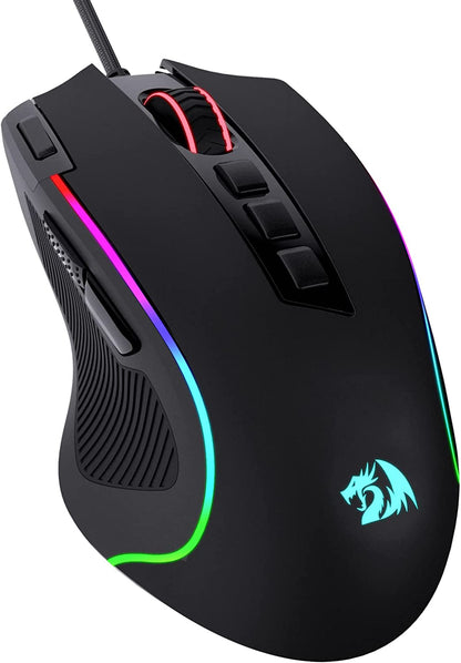 M612 Predator RGB Gaming Mouse, 8000 DPI Wired Optical Mouse with 11 Programmable Buttons & 5 Backlit Modes, Software Supports DIY Keybinds Rapid Fire Button