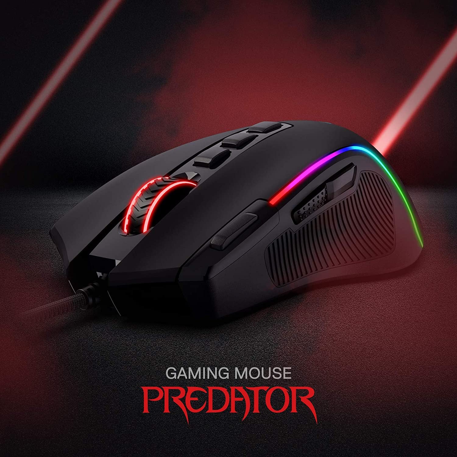 M612 Predator RGB Gaming Mouse, 8000 DPI Wired Optical Mouse with 11 Programmable Buttons & 5 Backlit Modes, Software Supports DIY Keybinds Rapid Fire Button